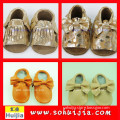 Austrilian Top quality factory price sweet color tassels and bow moccasin beautiful baby shoes